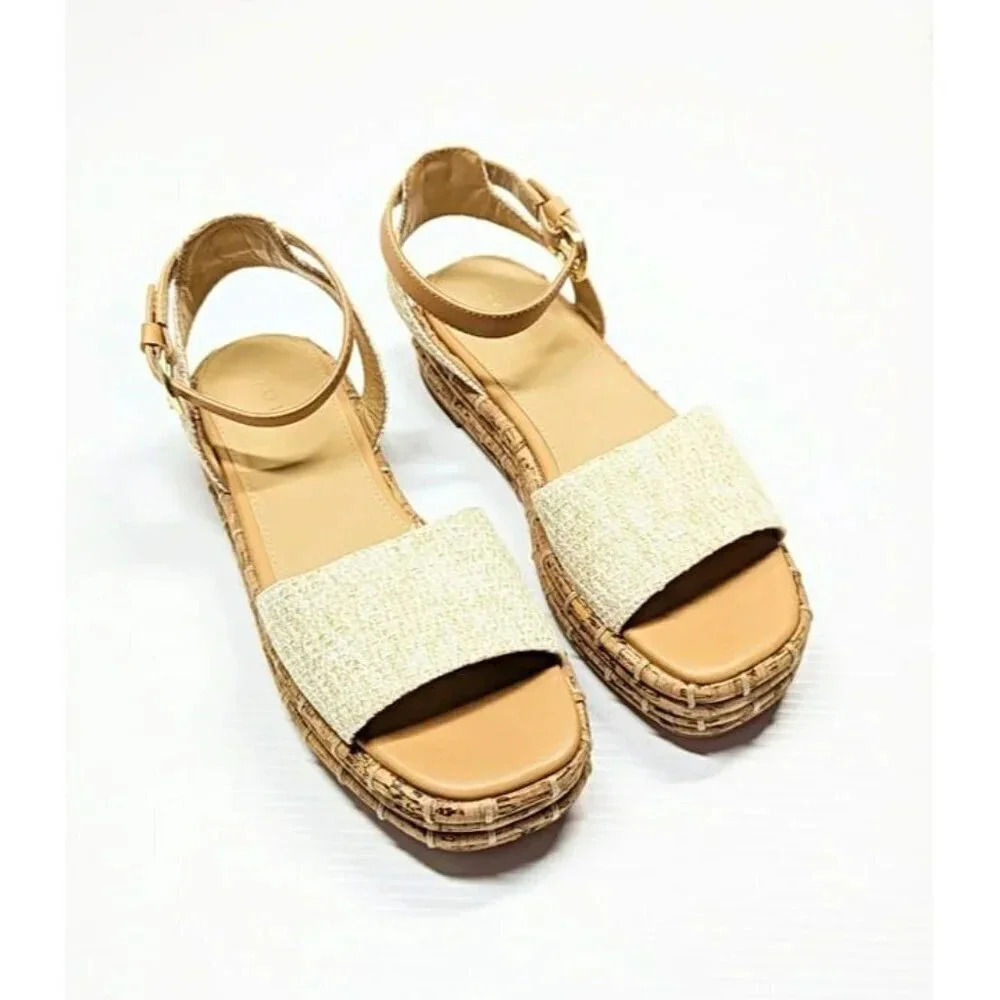 Joie Natural Cork Platform Sandals with Tan Ankle Strap - Picture 5 of 11